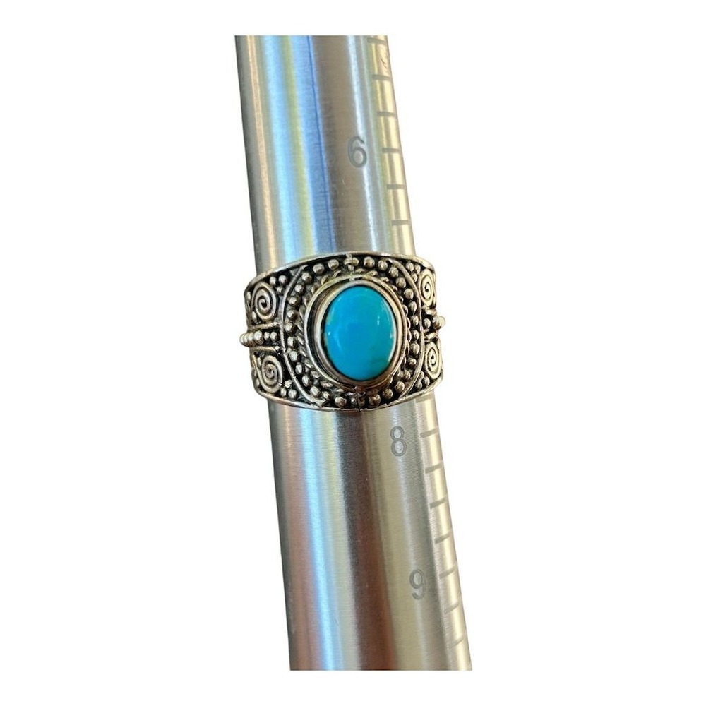 Vintage Sterling Silver‎ Turquoise Boho Ring Size 7 Women's Jewelry
